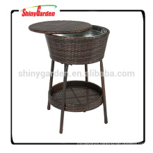 Wicker Rattan Ice Bucket Beverage Cooler With Tray